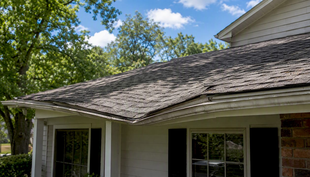 Sagging roofline indicating structural damage