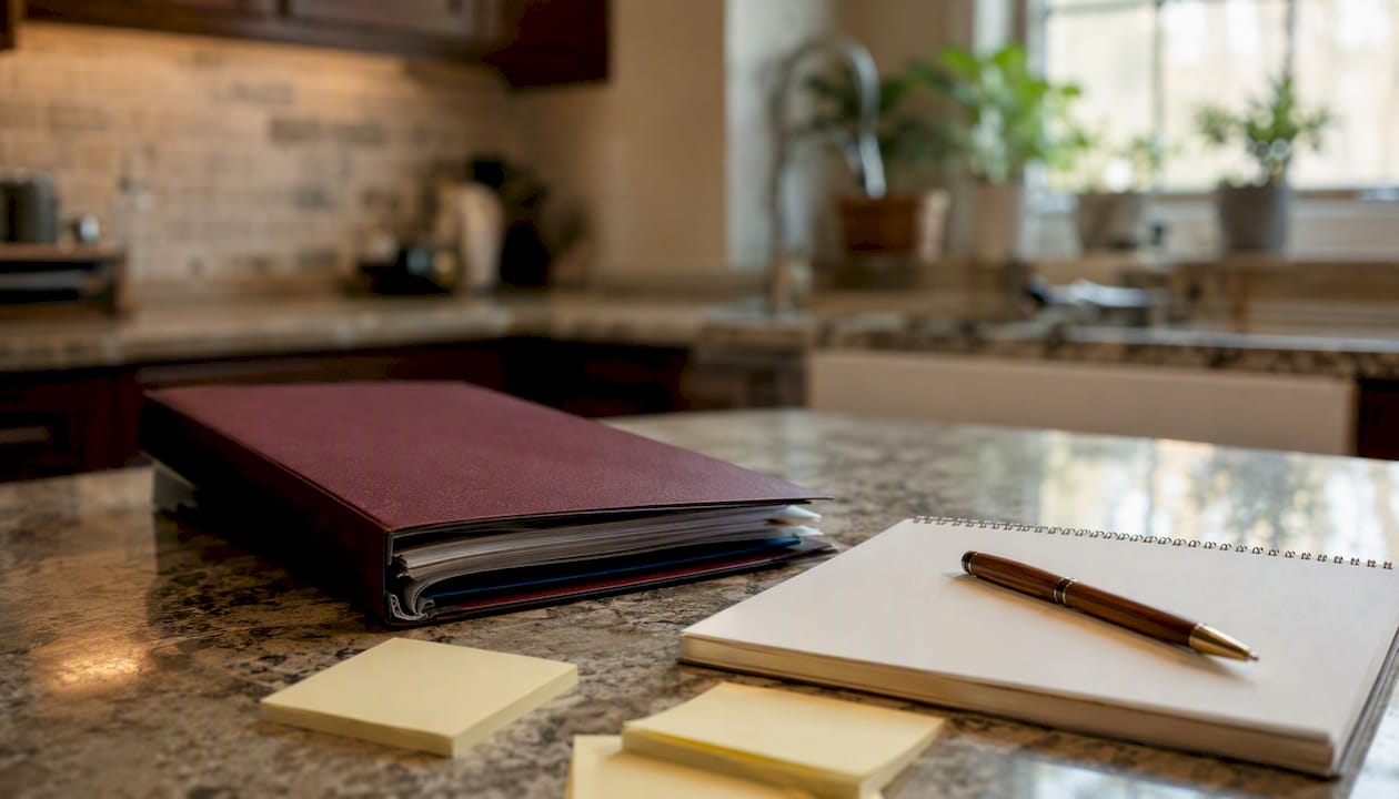 Tax credit documentation folder on desk