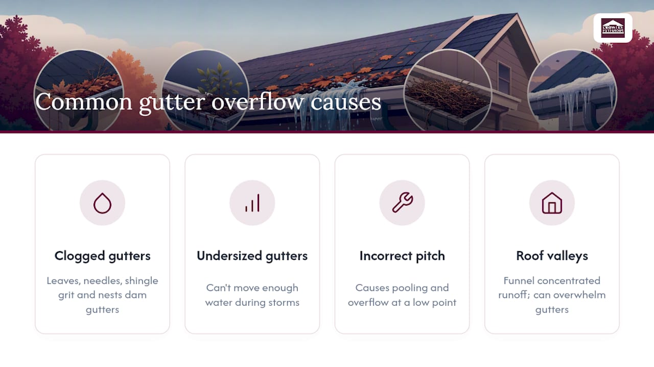 Diagram comparing common causes of gutter overflow