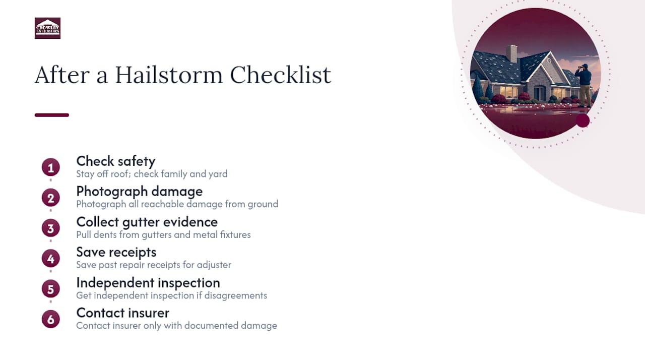 Six-step checklist for homeowners after hailstorm