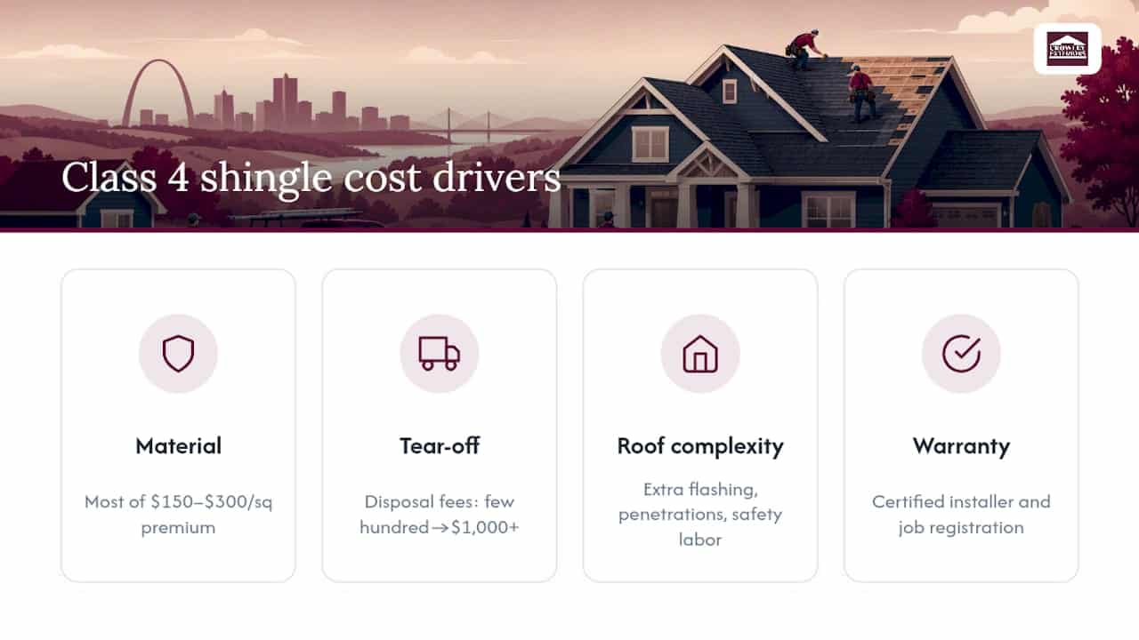 Diagram of cost drivers for impact-resistant shingles