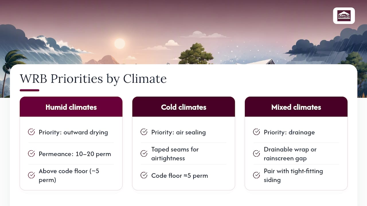 Climate comparison for house wrap performance