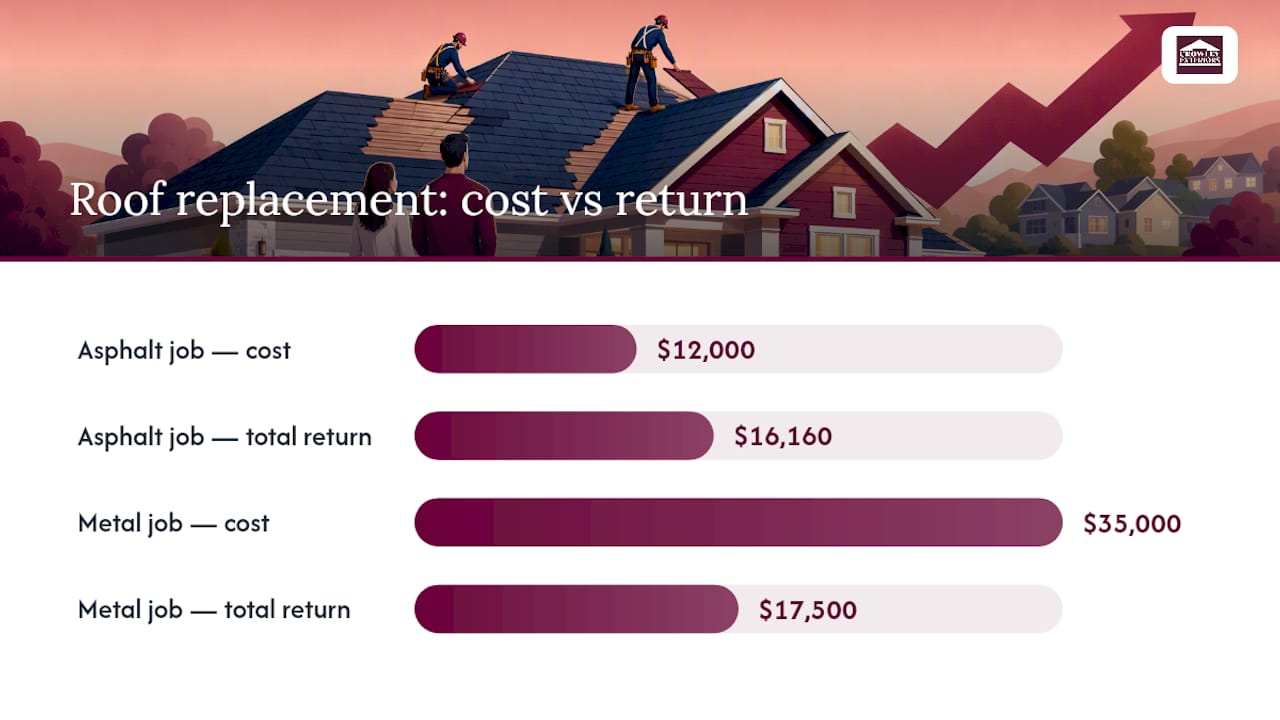 Roof replacement resale ROI comparison