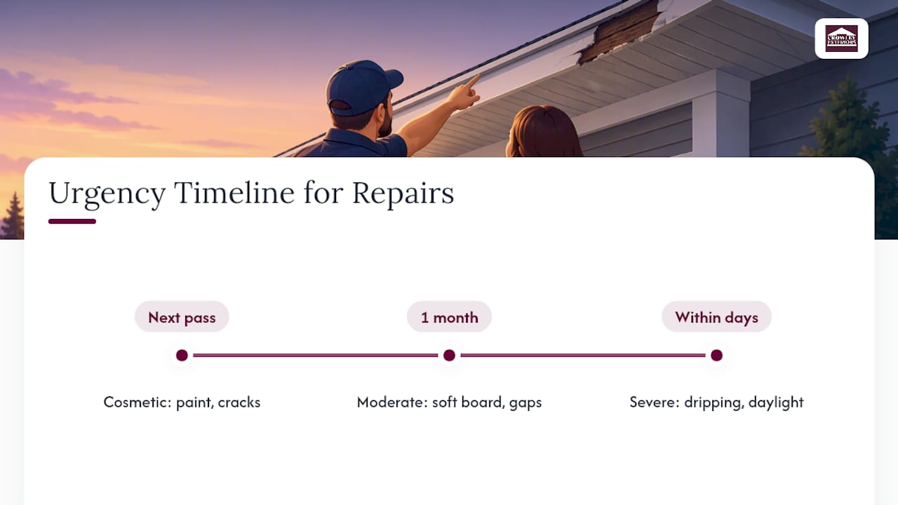 Three tiers of soffit fascia repair urgency