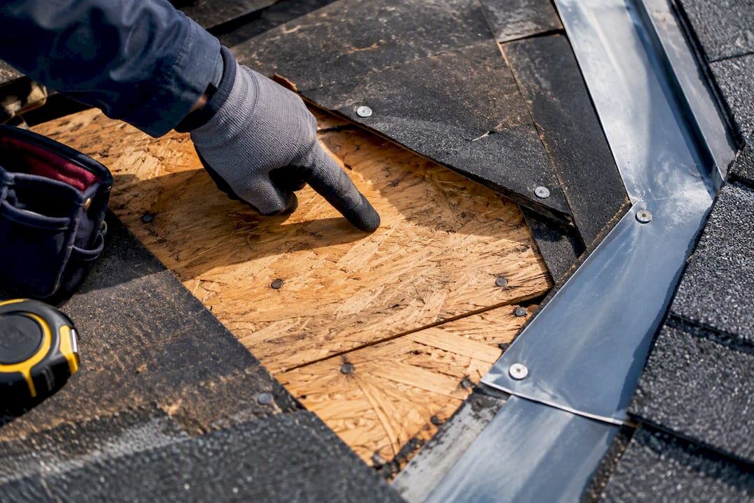 Exposed roof layers during inspection