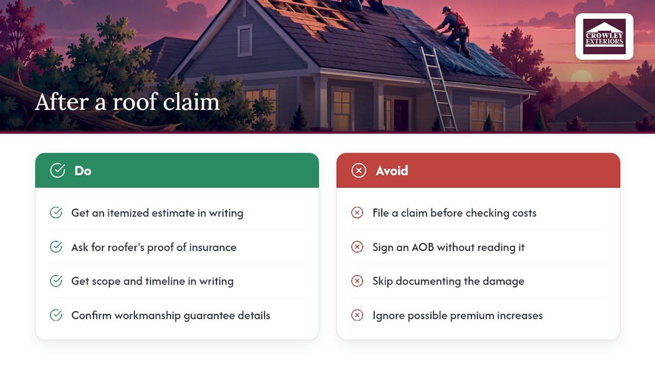What homeowners get wrong after a roof claim — overview diagram