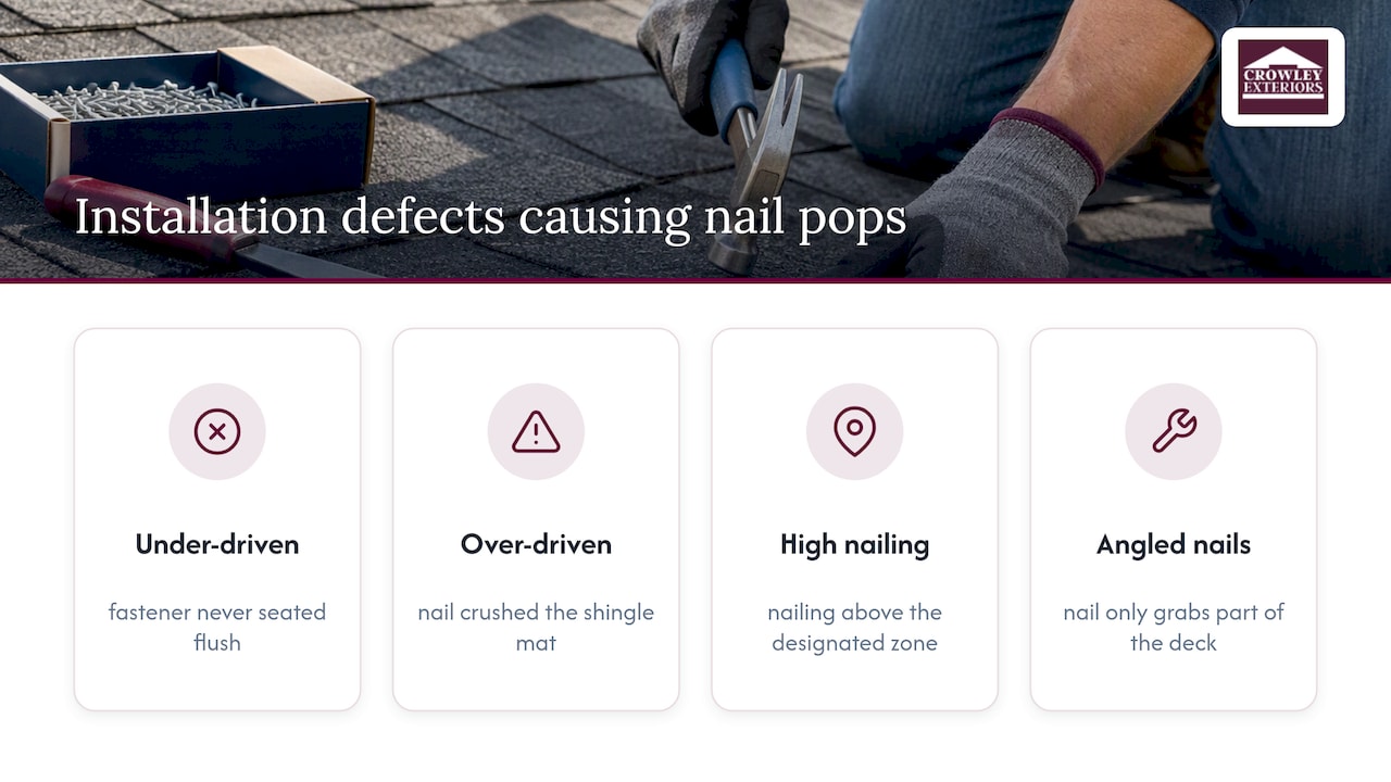 Four common causes of shingle nail pops