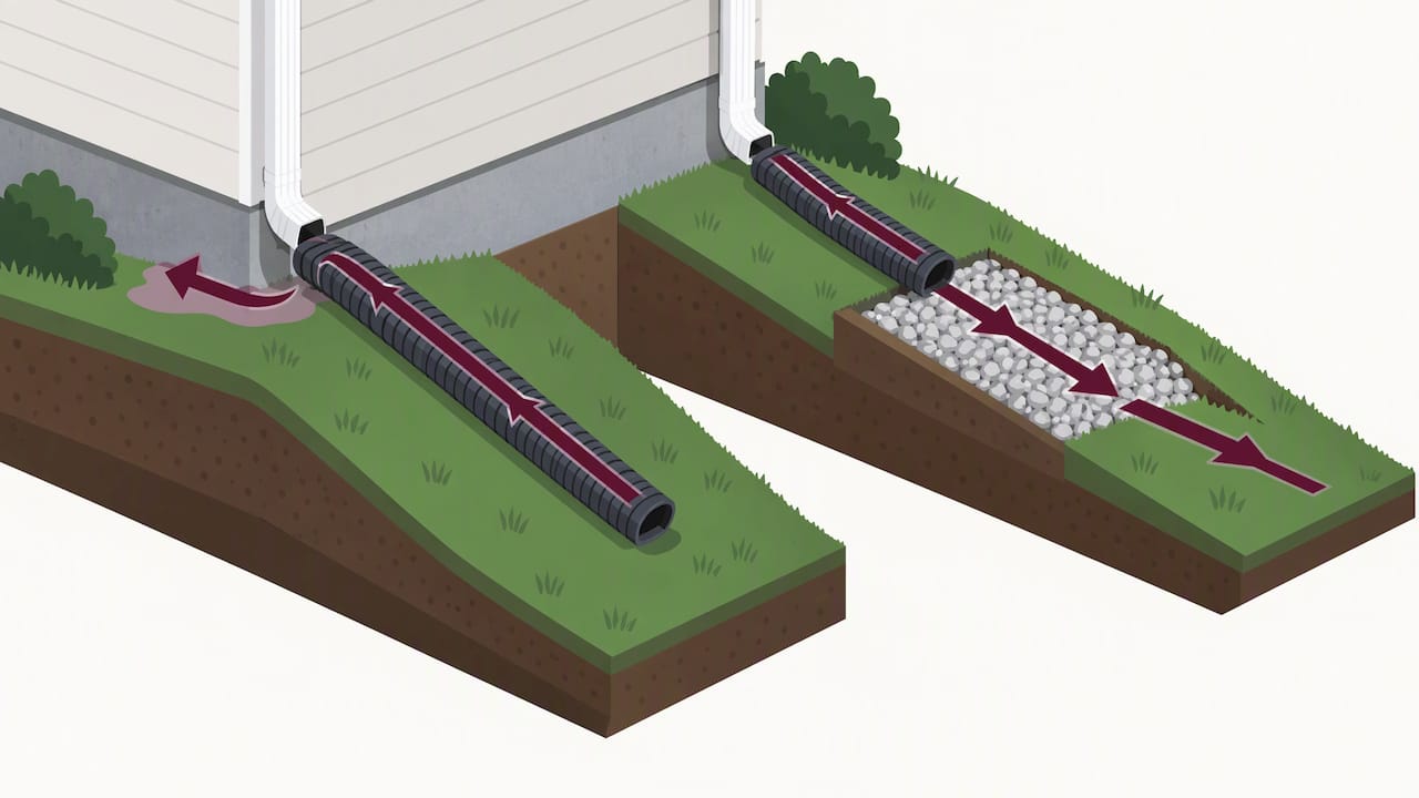 Drainage paths showing effective yard grading