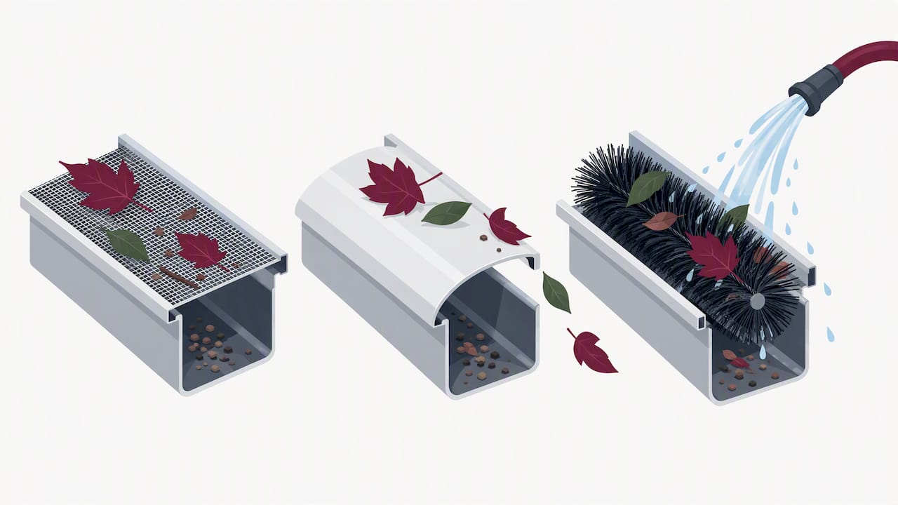 Illustration comparing three gutter guard types