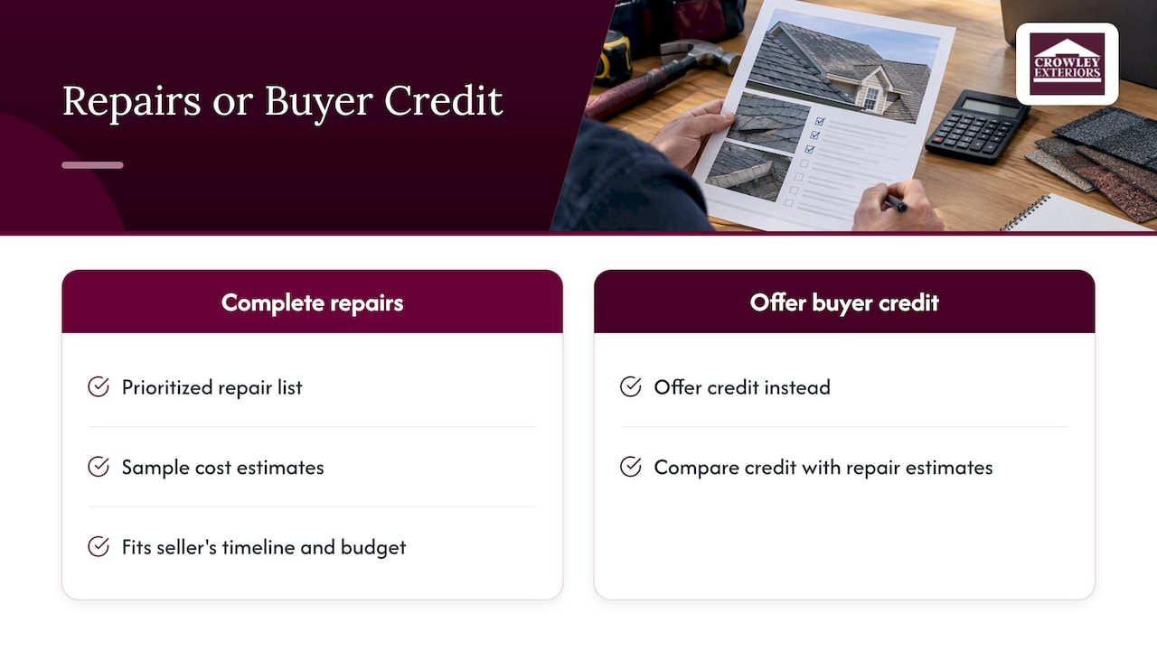 Roof repairs compared with offering a buyer credit