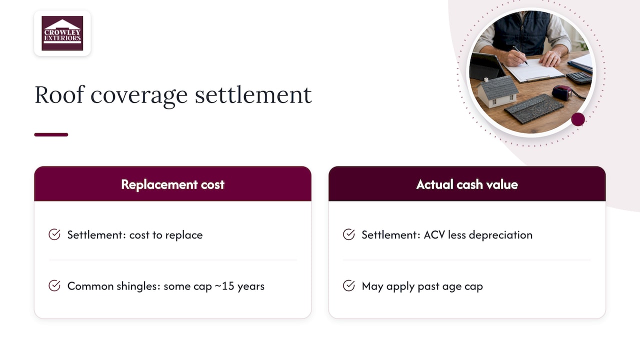 Replacement cost and actual cash value roof coverage comparison