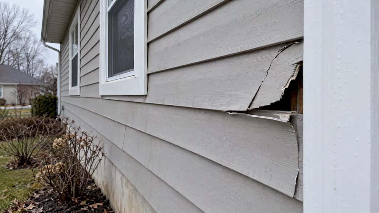 Cracked siding panel leaves an open joint